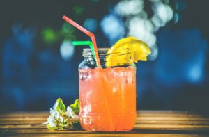 Fruity cocktail in a mason jar